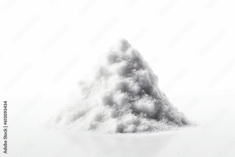 Pile Of Snow On White Background. Generative AI Pile Of Snow On White Background. Generative AI