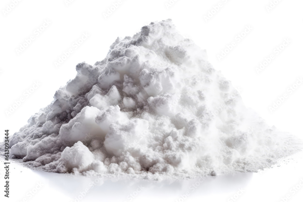 Pile Of Snow On White Background. Generative AI Pile Of Snow On White Background. Generative AI