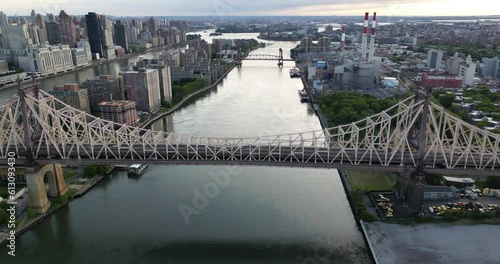 Drone shot of Ed Koch Queensboro Bridge in New York, USA photo