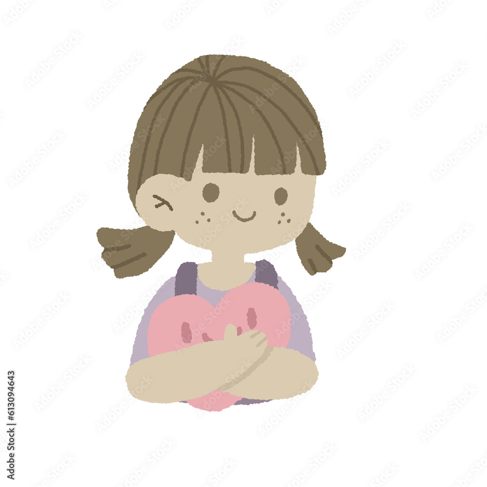 girl hug heart mental health cute character design girl hug heart mental health cute character design