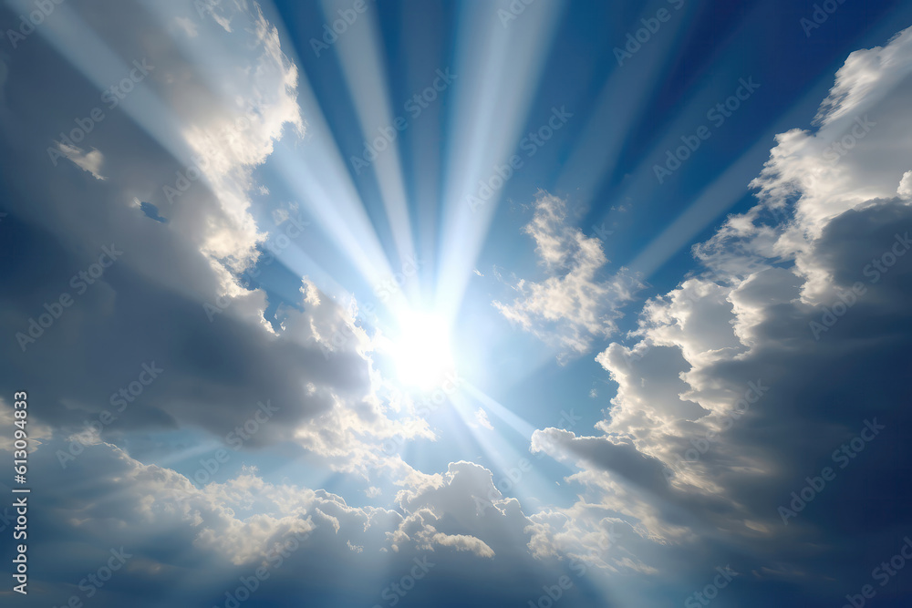 Ray Of Light Against Sky Background. Generative AI Ray Of Light Against Sky Background. Generative AI