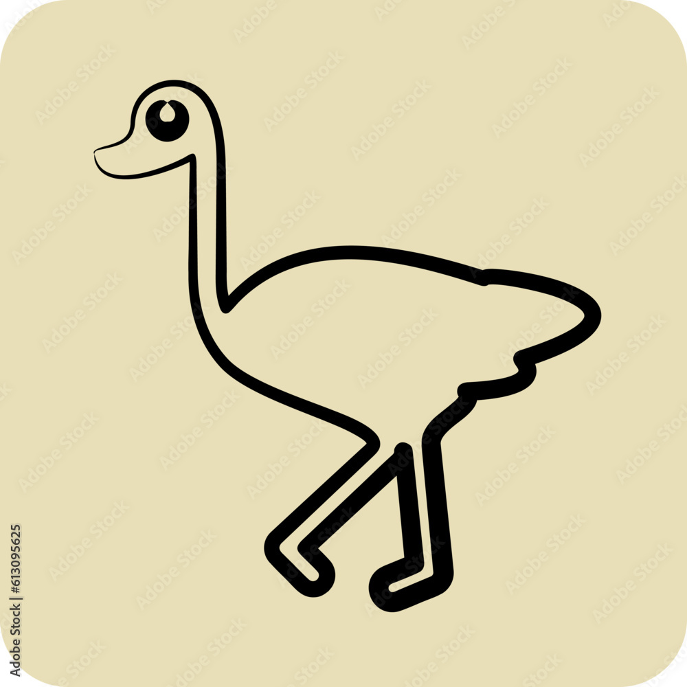 Icon Ostrich. related to Domestic Animals symbol. glyph style. simple design editable. simple illustration Icon Ostrich. related to Domestic Animals symbol. glyph style. simple design editable. simple illustration