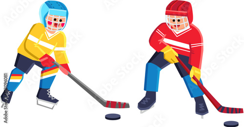ice hockey kid vector. child arena, equipment game, exercise player, health helmet, youth person ice hockey kid character. people flat cartoon illustration