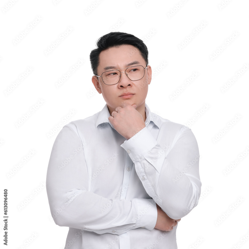 Businessman in formal clothes wearing glasses on white background Businessman in formal clothes wearing glasses on white background