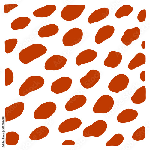 Boho polka dots tile. Terracotta hand-drawn circles isolated on white background. Abstract Random points ornament with frame. Vector oval illustration for print, wallpaper, decoration, interior poster