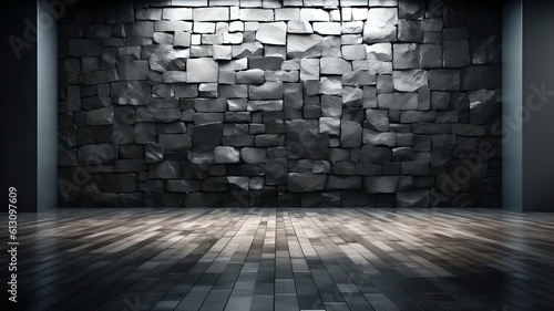 Schwarze Schwarz Weiß Wand Hintergrund aus Steinen 