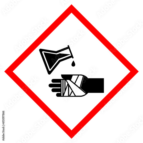 Warning Chemical Burns Hazard Symbol Sign ,Vector Illustration, Isolate On White Background Label. EPS10