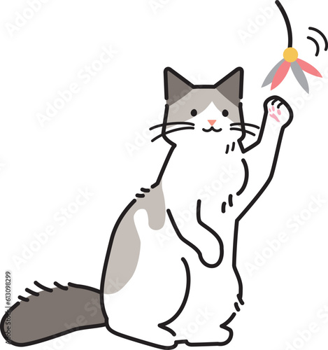 おもちゃで遊ぶ猫のイラスト