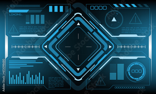 HUD sci-fi interface screen view design virtual reality futuristic technology display vector
