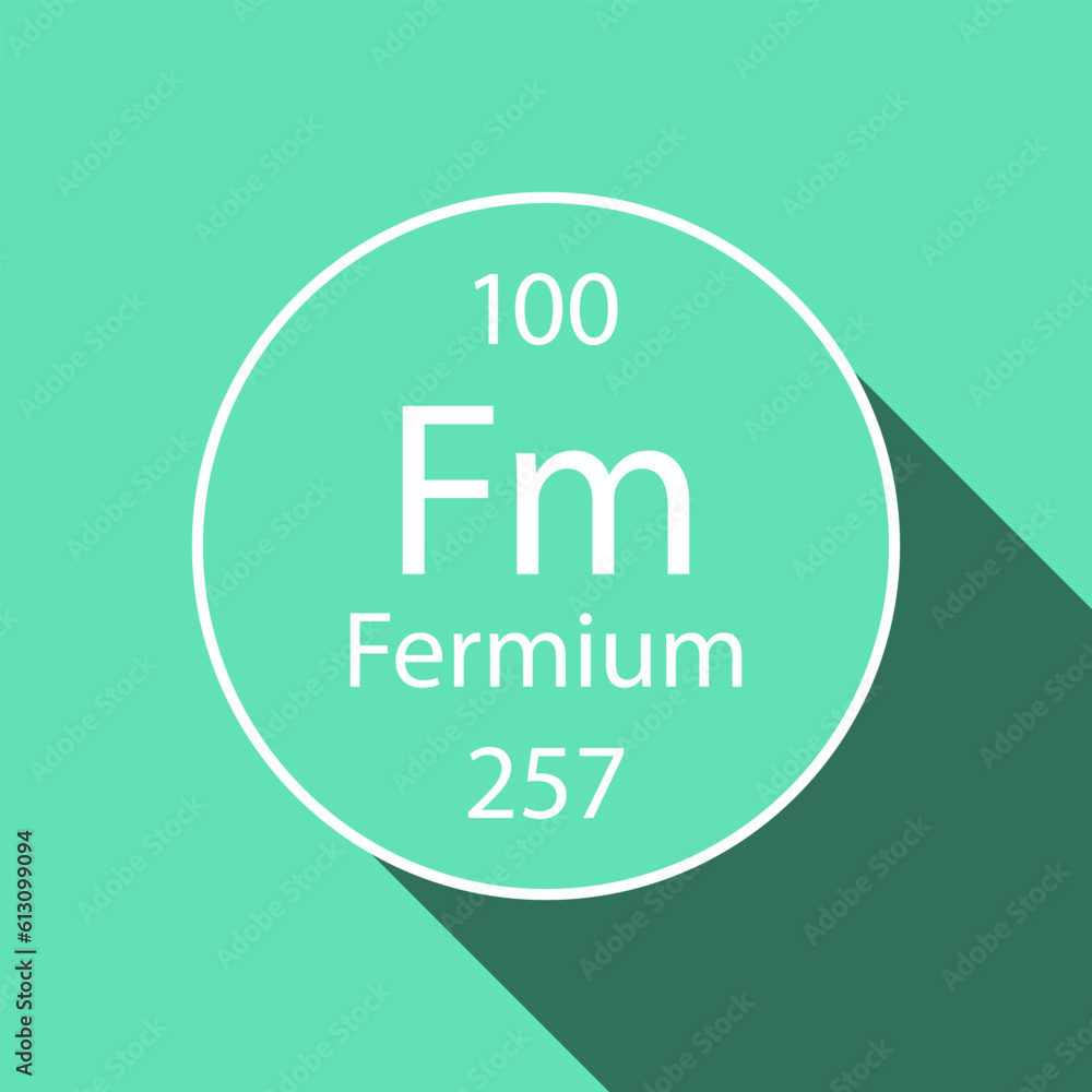 Fermium symbol with long shadow design. Chemical element of the periodic table. Vector illustration. Fermium symbol with long shadow design. Chemical element of the periodic table. Vector illustration.