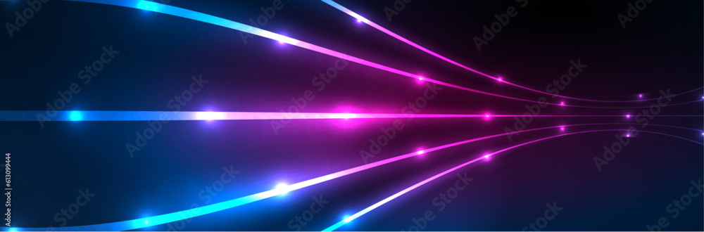 Shiny neon lights, dark abstract background with blurred magic neon light curved lines Shiny neon lights, dark abstract background with blurred magic neon light curved lines