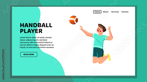 handball player vector. young indoors, interiors one, s practicing, sports teenagers, teens female handball player web flat cartoon illustration