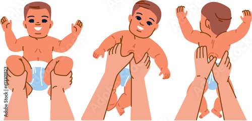 baby massage vector. child infant, mother care, body little, mom kid, cute skin baby massage character. people flat cartoon illustration