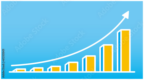 上昇する棒グラフ、成長、矢印、ビジネス、増大