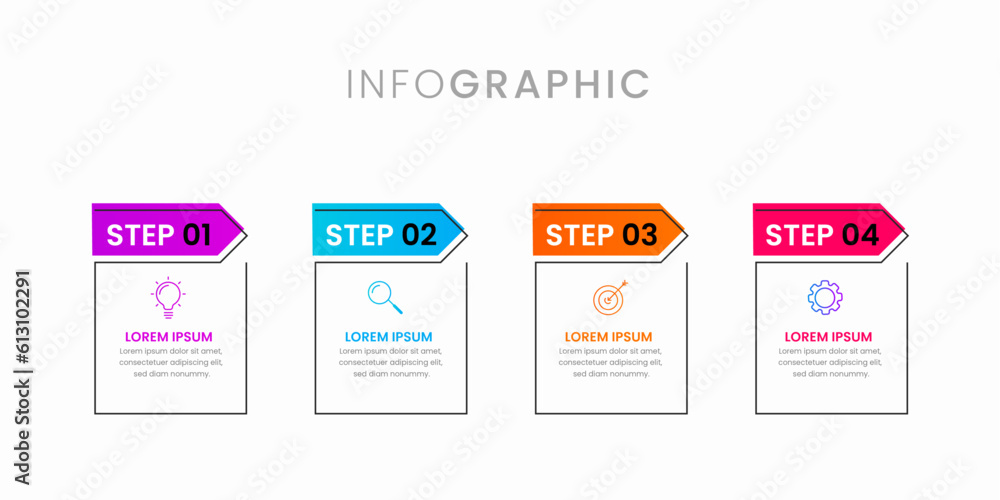 Vector Infographic design with icons and 4 options or steps. Infographics for business concept. Can be used for presentations banner, workflow layout, process diagram, flow chart, info graph Vector Infographic design with icons and 4 options or steps. Infographics for business concept. Can be used for presentations banner, workflow layout, process diagram, flow chart, info graph