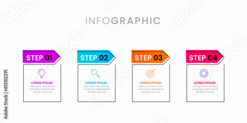 Vector Infographic design with icons and 4 options or steps. Infographics for business concept. Can be used for presentations banner, workflow layout, process diagram, flow chart, info graph