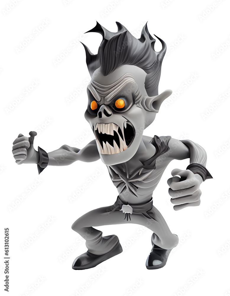 Zombie Halloween 3d cartoon, isolated on white or transparent. Generative AI Zombie Halloween 3d cartoon, isolated on white or transparent. Generative AI