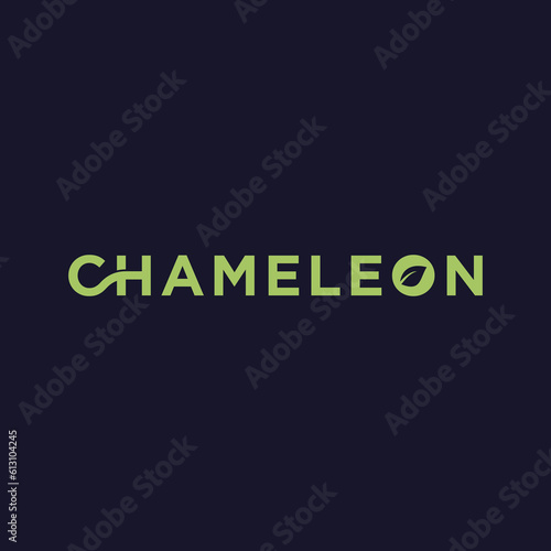 text logo chameleon illustration that can be used for logos, design, vector, icons for business, branding, companies and others
