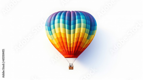 The colorful hot air balloon isolated white background. Generative Ai