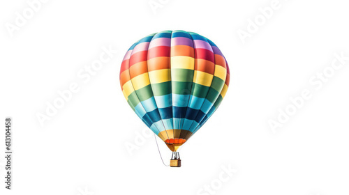 Beautiful colorful hot air balloon isolated white background. Generative Ai