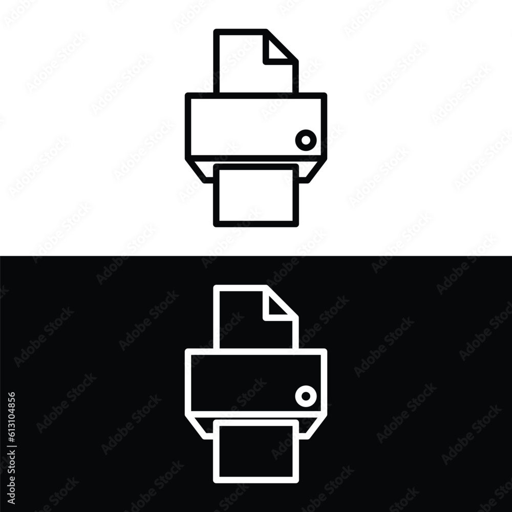 Printer Line Icon isolated on white and black background Printer Line Icon isolated on white and black background