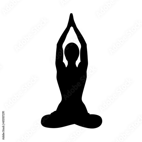 Pictogram silhouette of a person in a meditation position in a yoga posture