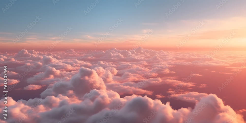 Beautiful pastel cloudscape. Fluffy clouds in the sky. Horizon from a plane. Weather and overcast dawn Beautiful pastel cloudscape. Fluffy clouds in the sky. Horizon from a plane. Weather and overcast dawn