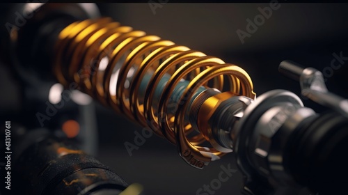 Closeup on Metallic Equipment in Industrial Machine - The Intricate Spiral Spring, Steel Tools, and Sparking Wires in Isolatio, generative AIAI Generated