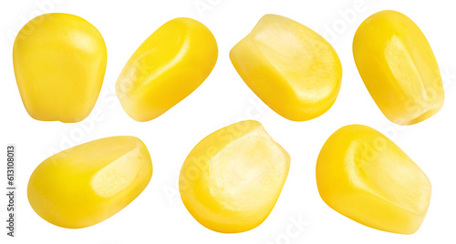 Tableau sur toile Collection of delicious corn seeds, cut out