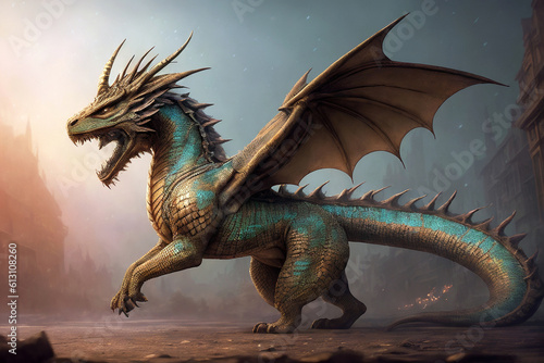 Dragon symbol of the zodiac 2024. Generative AI © Anatoly Tiplyashin