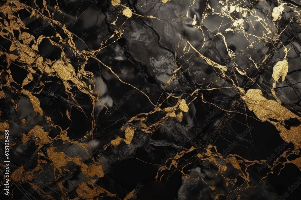 Black Marble with Golden Veins. Luxury Marbled Texture. Black Marbel Background with lots Gold Veining. Generative ai