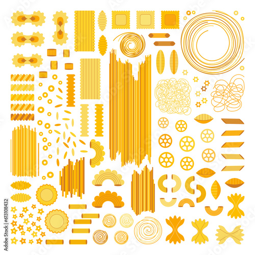 Italian Pasta Spaghetti and Noddles Types Set