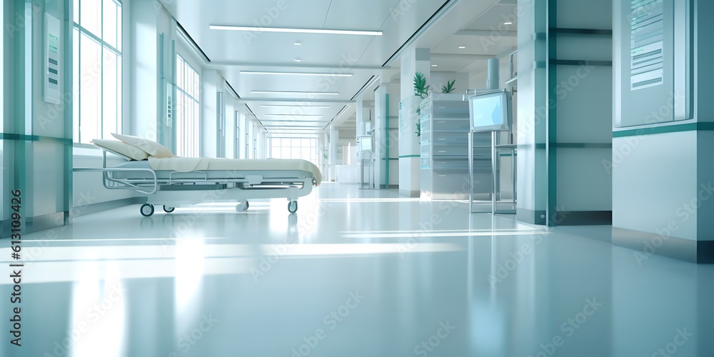 Blurred interior of hospital - abstract medical background