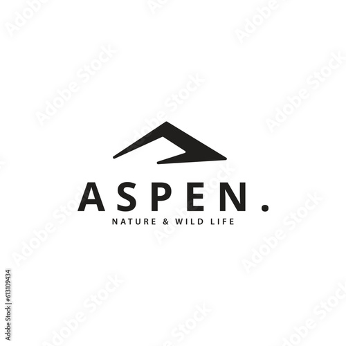 simple aspen mountain sign logo business vector design template. modern landscape mountain mark logo design vector illustration with minimalist, elegant and clean styles isolated on white background