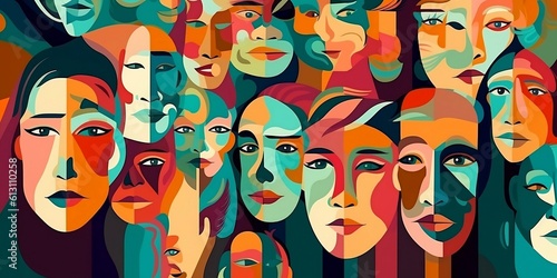 Abstract concept of different personalities. AI generative