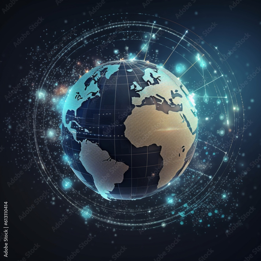 Abstract Image of Globe with Financial Symbols and Data for Signifying Global Nature of Finance and Economy Abstract Image of Globe with Financial Symbols and Data for Signifying Global Nature of Finance and Economy