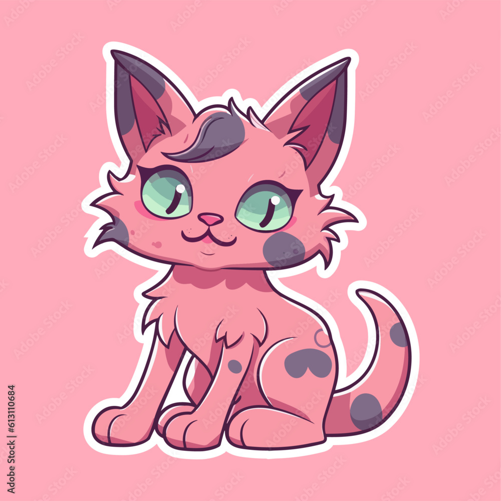 Vector So cute cat with big eyes Isolated sticker illustration Childish design print on t-shirt and etc funny happy kitten fairy tale cat sorceress Vector So cute cat with big eyes Isolated sticker illustration Childish design print on t-shirt and etc funny happy kitten fairy tale cat sorceress