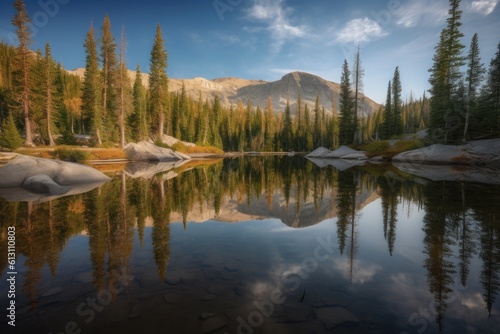 lake in the mountains with beautiful reflection