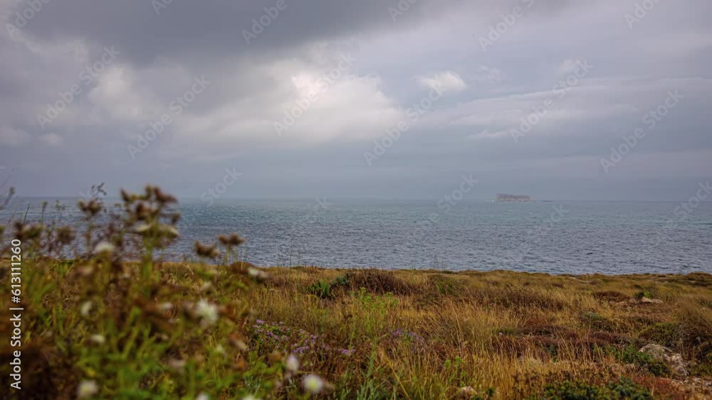 Overcast and windy day along a seaside shore - time lapse Overcast and windy day along a seaside shore - time lapse