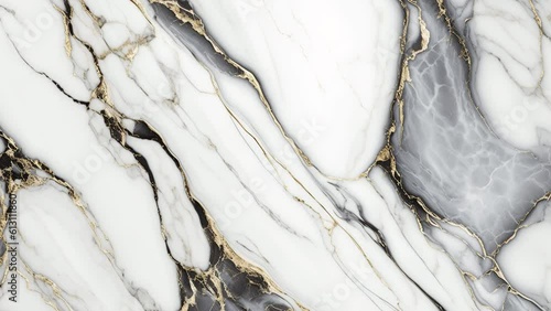 Wallpaper Mural Luxury White Marble stone with gold lines background texture. Slow panoramic camera motion, macro with deep focus (blur). High detailed 4K video.  Pattern texture surface panning background.  Torontodigital.ca