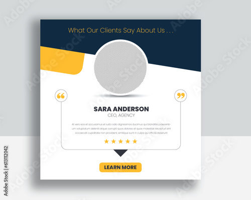 Customer feedback testimonial social media post web banner template