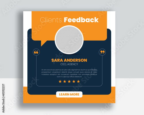 Customer feedback testimonial social media post web banner template