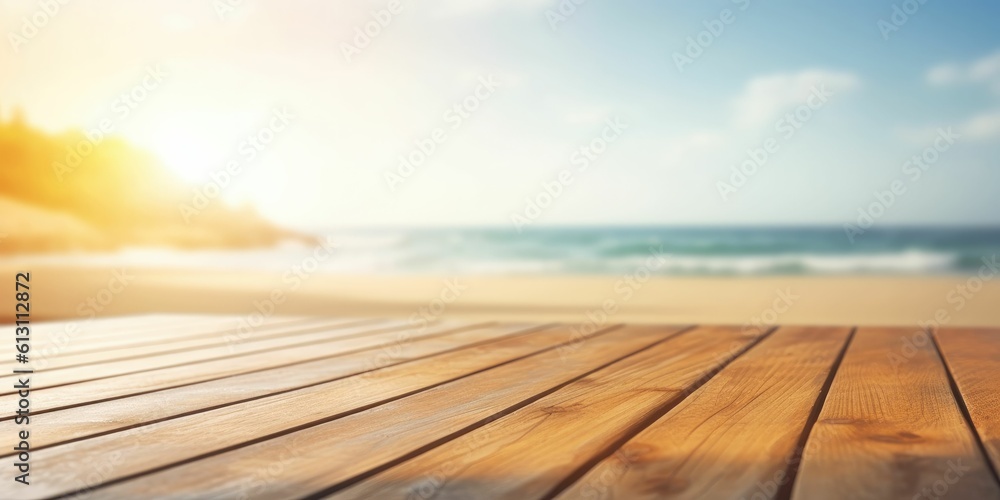wooden table yacht , ship, harbour blur background with generative ai wooden table yacht , ship, harbour blur background with generative ai