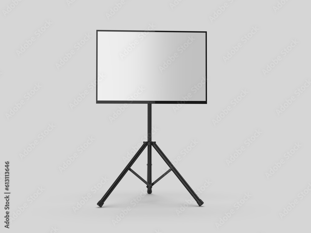 Blank TV screen for trade show event on tripod, 3d illustration template. Blank TV screen for trade show event on tripod, 3d illustration template.