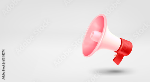 Loudspeaker. 3d vector banner with copy space