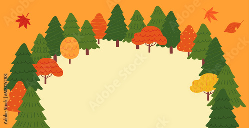 Illustration of a square in the autumn forest