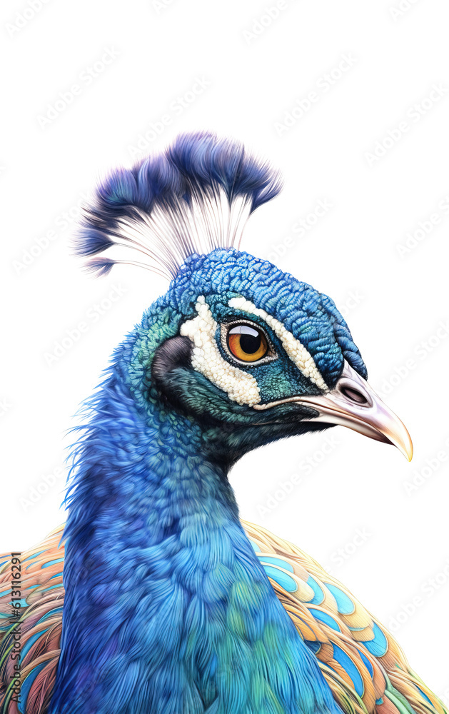 Peacock portrait on transparent background Peacock portrait on transparent background