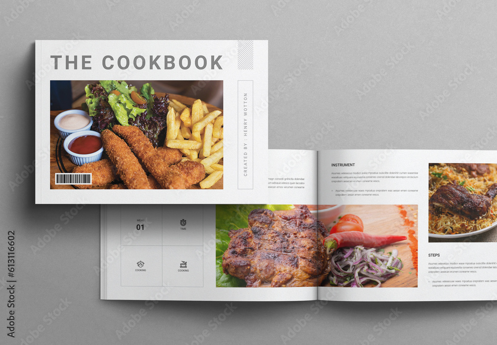 Cookbook / Recipe Book Landscape - StockInDesign