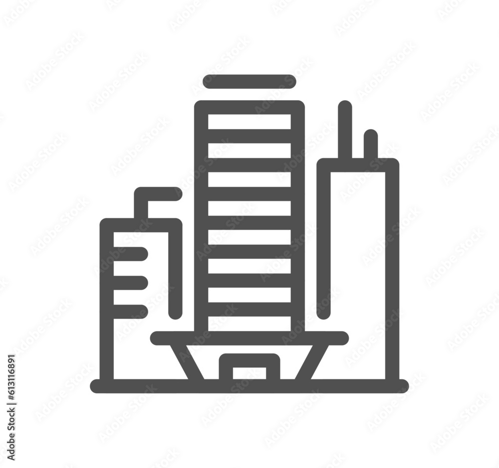 Buildings related icon outline and linear vector. Buildings related icon outline and linear vector.