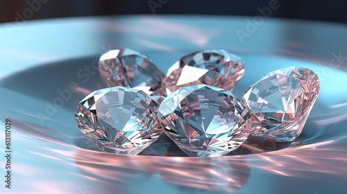 Diamonds with reflections. Generative AI